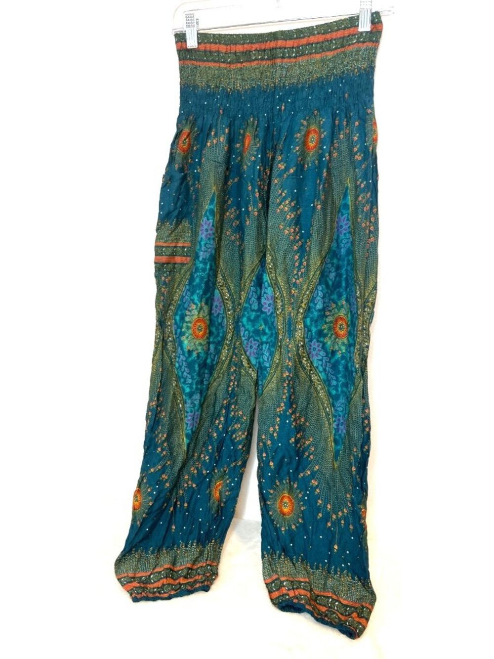 The Harem Pant S/M Boho Peacock Eye Indie Thai Rayon Lounge Comfy Womans
